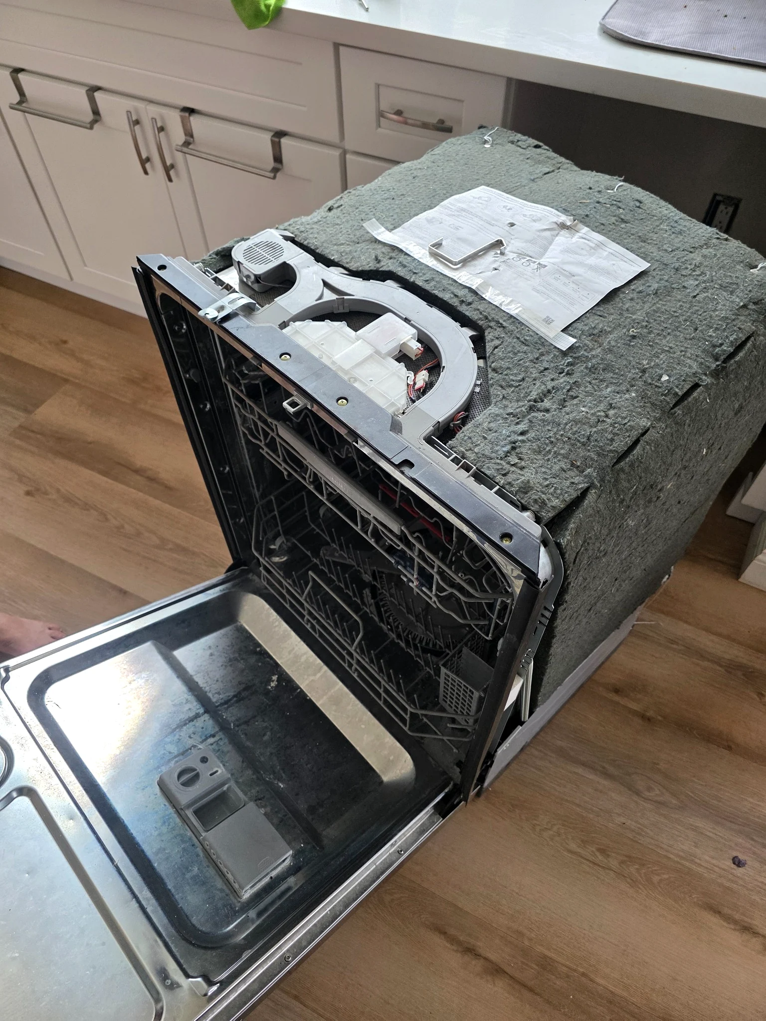 Bosch dishwasher door removed for repair