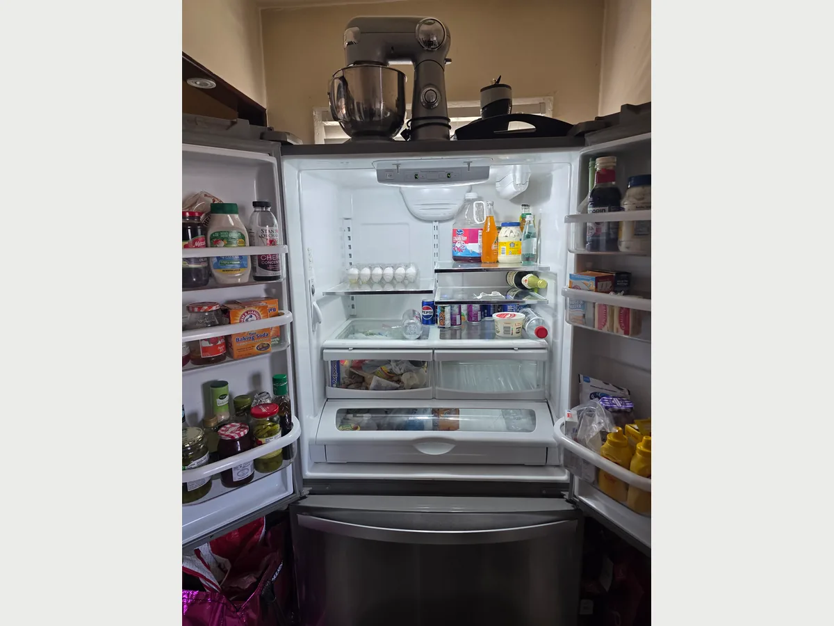 KitchenAid French-door refrigerator with the doors open