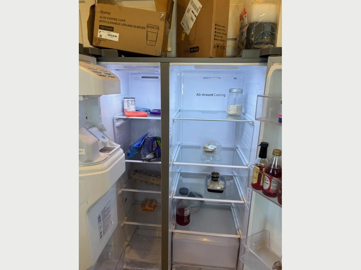 Samsung side-by-side refrigerator with both doors open